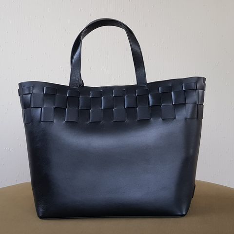 Ralph Lauren Woven Leather Large Brit Tote Bag