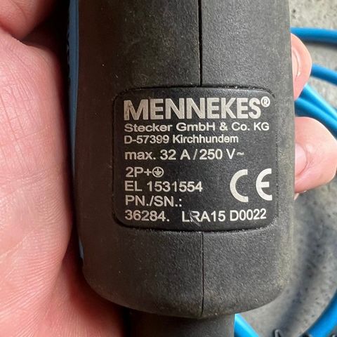 Mennekes 32A - 4 meter ladekabel