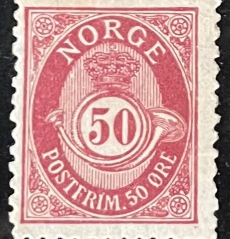 Norge frimerker ustemplet, nk 64 X, *, 50 øre Centraltrykkeriet 1893