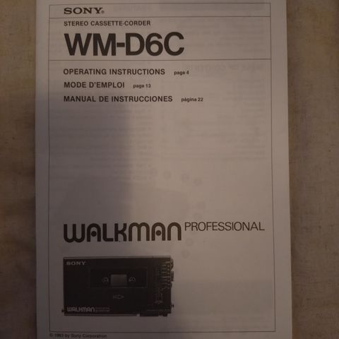 Sony WM-D6C Professional manual