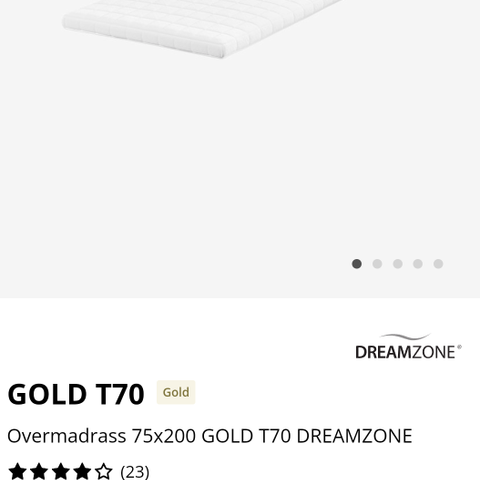 Dreamzone T70 overmadrass fra jysk