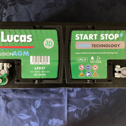 Lucas Fusion AGM LF017 start-stop batteri 12V 95Ah 850A