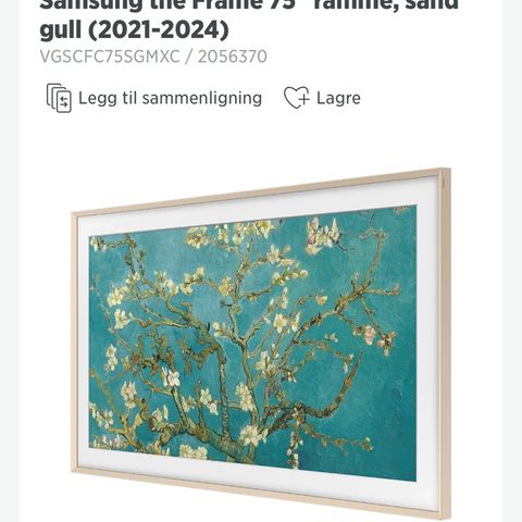 Ramme til Frame 75 tommer. Liten sprekk som ikke synes på.