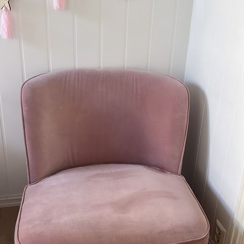 Rosa lenestol / sofastol i velour stoff