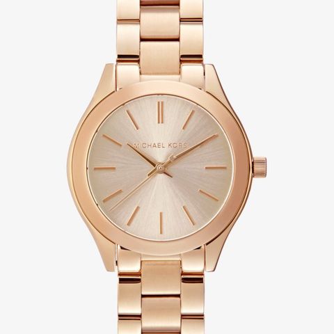 Michael Kors klokke slim runway roségull