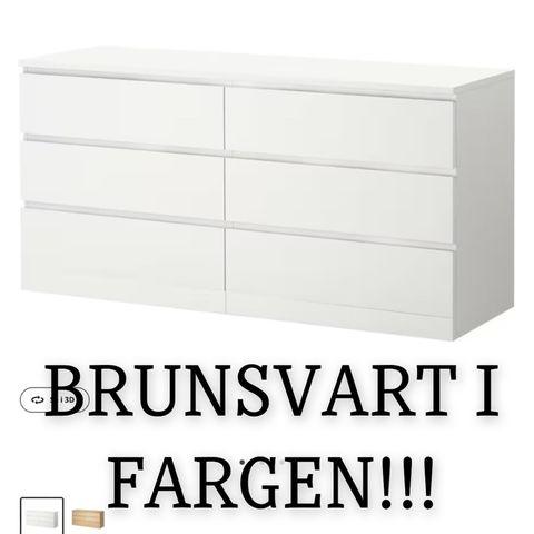 Malm kommode i fargen brunsvart