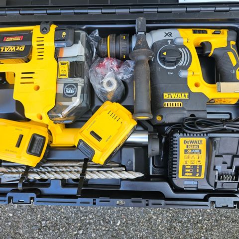 dewalt slagbormaskim dch275p2 m/støvadpt. batt 2 stk 5a,lader,2 stk inf.for bor