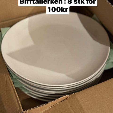 8 bifftallerken for 100kr