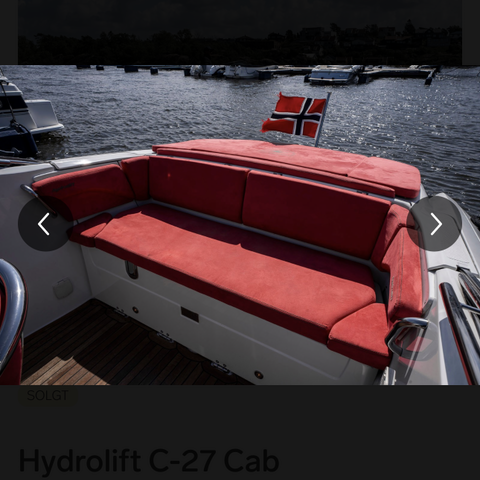 Komplett rødt interiør til hydrolift c27cab alcantara