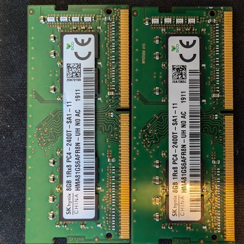 Minnebrikker til laptop 2x8 GB