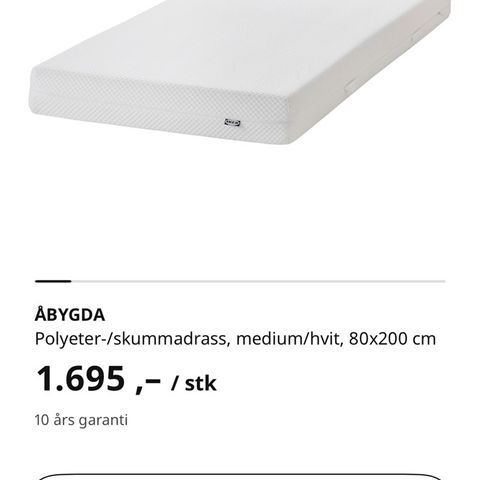 Madrass Åbygda fra IKEA