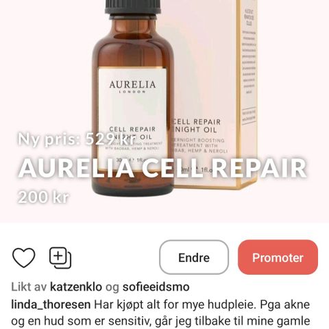 Aurelia Cell repair-ny pris: 500 kr! Kicks.no