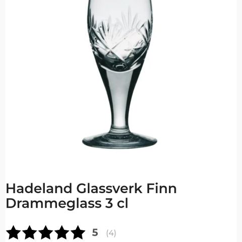 8 stk Hadeland Glassverk Finn Drammeglass 3 cl