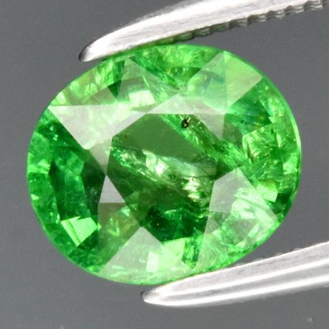 1.23 ct 7x6mm Oval Sjokk Grønn Tsavoritt Granat. Tanzania