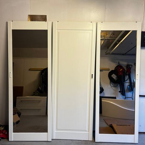 Garderobe dører med speil 70cm x 197cm