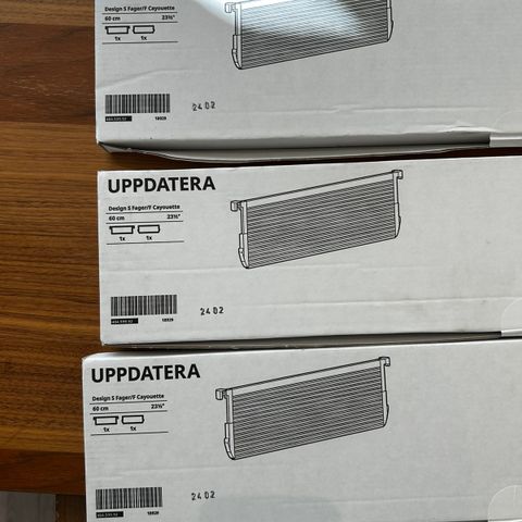 3x UPPDATERA skuffdeler 60cm uåpnet