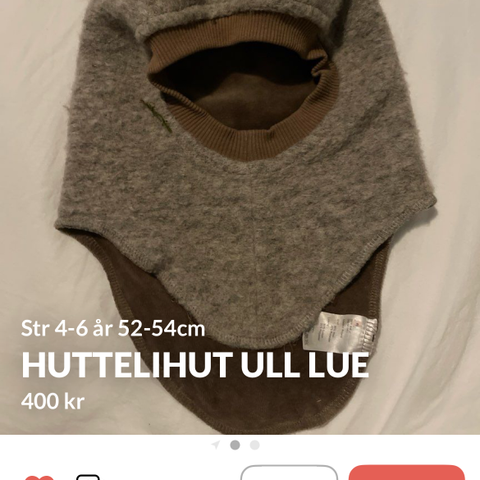 Huttelihut ull lue . 4-6 år 52-54 cm