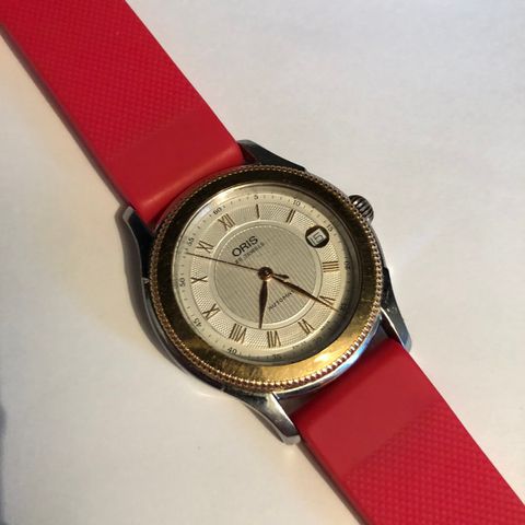 Oris automatisk herreklokke 7411 stål med gullbezel vintage, fin stand