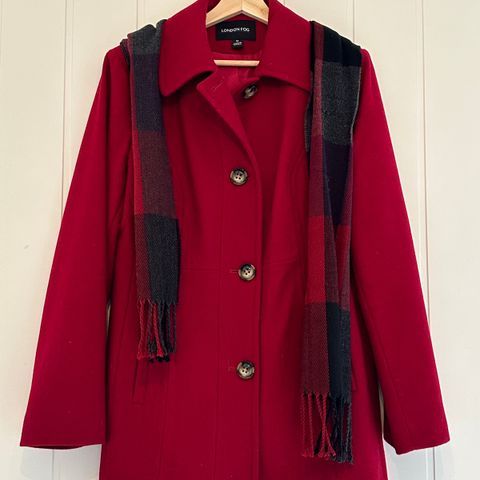 London Fog Women's Winter Overcoat, red, size medium