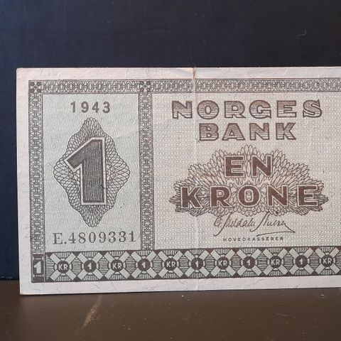 1943 NORSK 1 KRONE SEDDEL