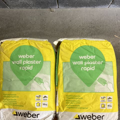 Weber wall plaster rapid (2 sekker a 15 kg)