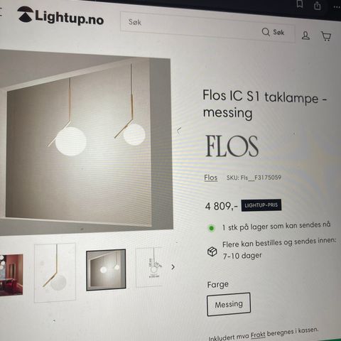 Flos taklampe i børstet messing