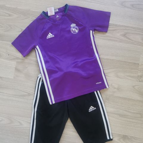 Real Madrid Adidas t-shirt 128 og 3/4 shorts 128, 7, 8 år