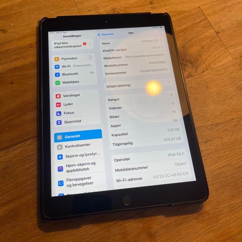 Ipad 7. generasjon 128 Gb Wifi + Celluar