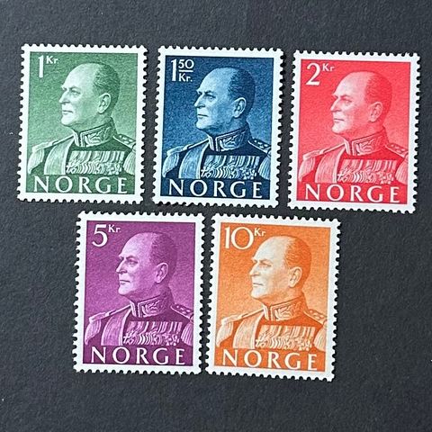 Komplett Kronemerker Olav V, NK 469-473, postfriske **. Norge frimerker.