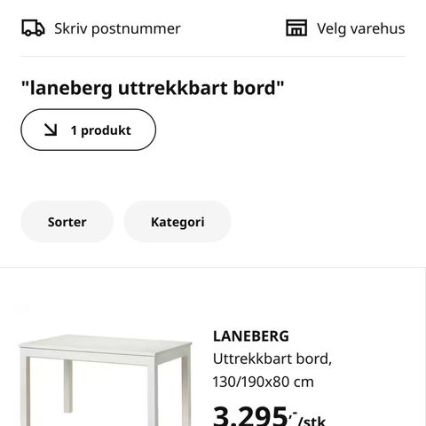 Ikea Laneberg Uttrekkbart Spisebord Selges