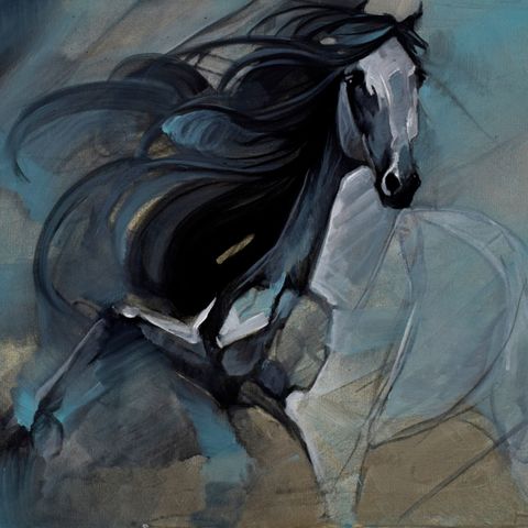 Equine serie, originalt moderne akrylmaleri 50x40cm