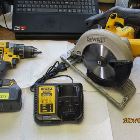 DEWALT 18V Sirk.sag+Drill M,Batt/Lad.--kr. 2 400.-RESERVERT