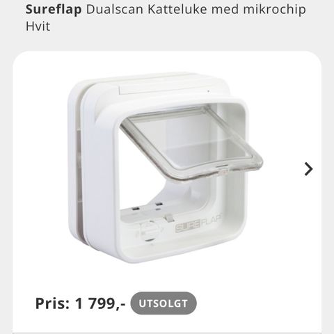 Sureflap Dualscan Katteluke med mikrochip Hvit 🐈