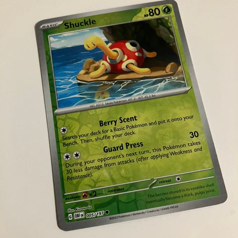 Pokemon SHUCKLE 005/197 Obsidian Flames Rev Holo