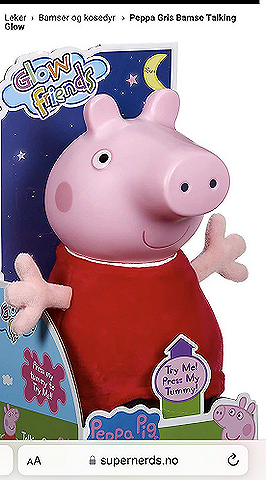 Peppa gris hoppeball og frokostsett , Bamse Talking Glow, bok