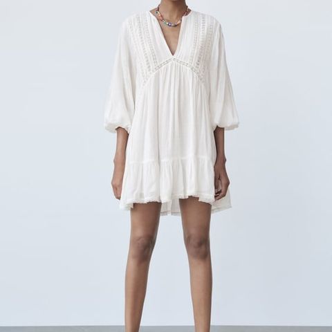 Hvit kjole fra zara boho hippie oversize lolita M