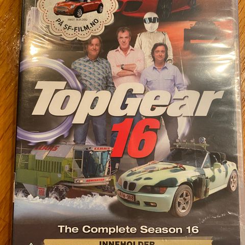 UÅPNET TOP GEAR SESONG 16 PÅ DVD, SELGES FOR 70,-.