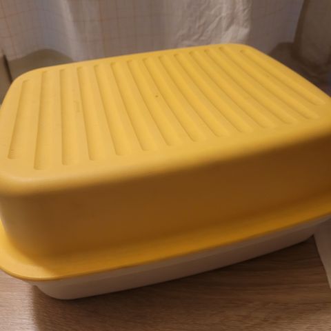 Tupperware brødboks  gul/hvit