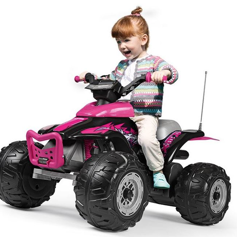 Peg Perego Corral T-Rex 330W - Rosa elektrisk firhjuling 12V med 2 hastigheter