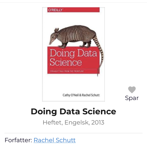 Doing data science, Rachel Schutt m.fl.