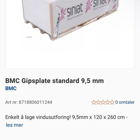 BMC Gipsplate standard 9,5 mm