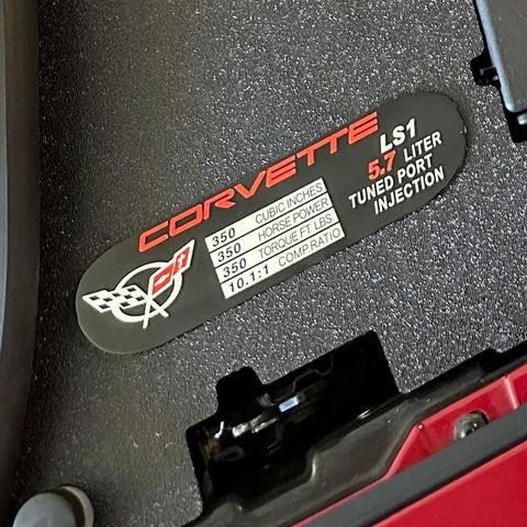 Corvette LS1 info plate