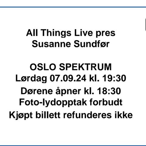 Susanne sundfør sitteplass 07.09 i Oslo spektrum