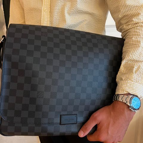 Louis Vuitton Daniel MM Satchel Leather Bag Damier Graphite - Svært pent brukt