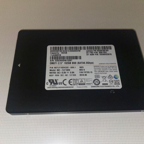 SSD 192GB / SATA 6.0 Gps / SAMSUNG