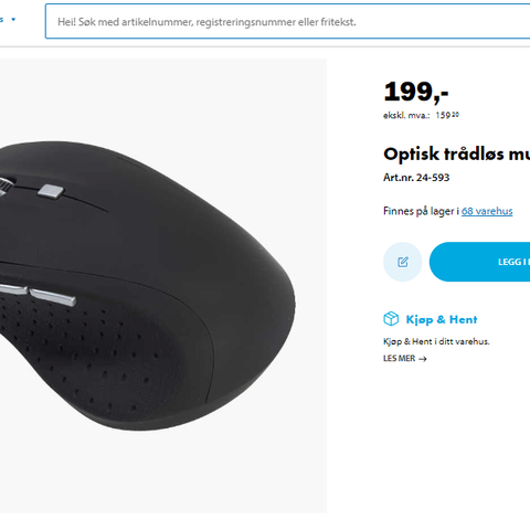 Trådløs PC mus fra Biltema