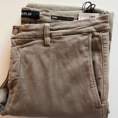 NY - Replay Chinos - Benni Hyperflex X-Lite, sandfarget, str 32/32