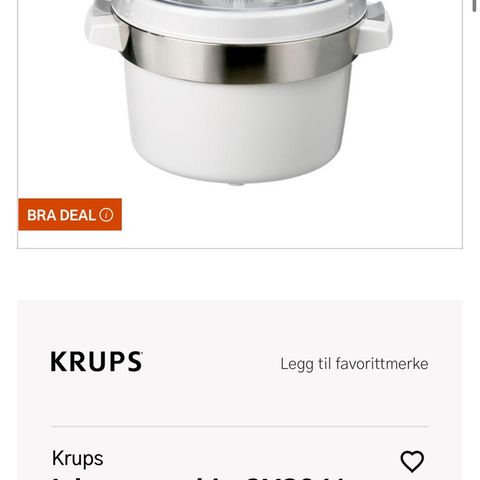 Krups iskremmaskin selges