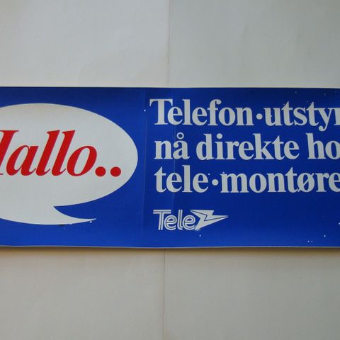 Klistremerke .Tele. Telenor. Televerket