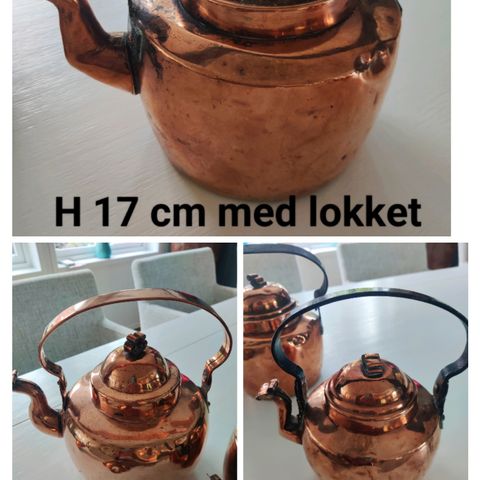 3 gamle kobberkjeler mm